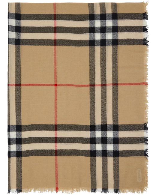 Burberry Green Beige Check Scarf for men