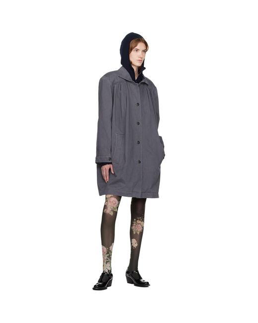 OPEN YY Blue Over Shirred Top Coat