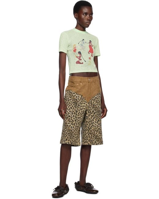 ANDERSSON BELL Oxford Combo Leopard Shorts in Natural | Lyst