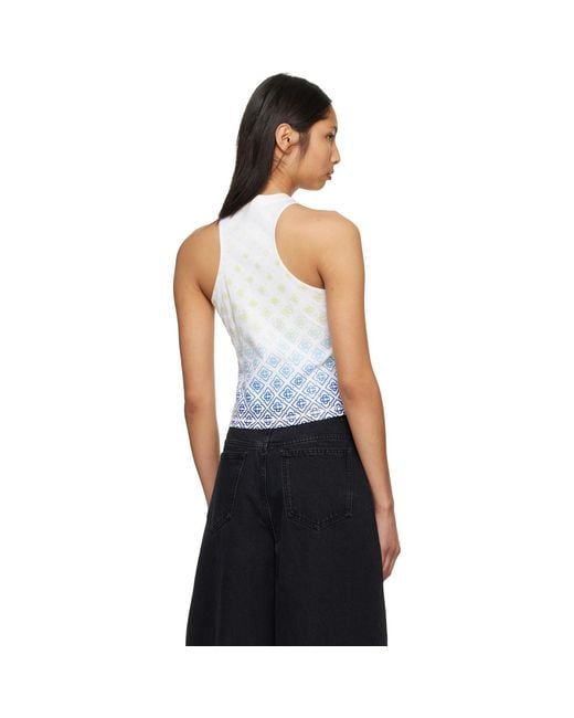 Casablanca Black Off- Printed Draped Tank Top