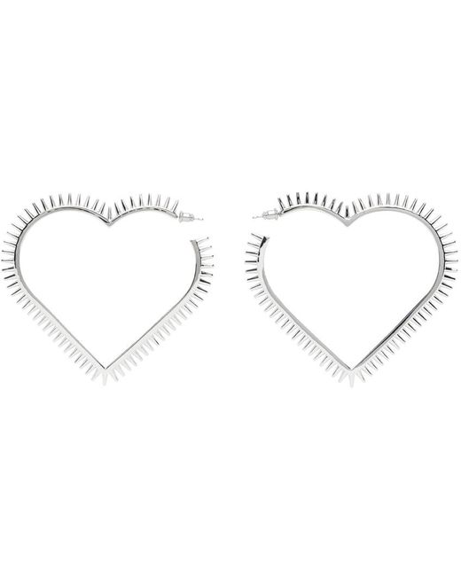 we11done Black Large Spike Heart Earrings for men