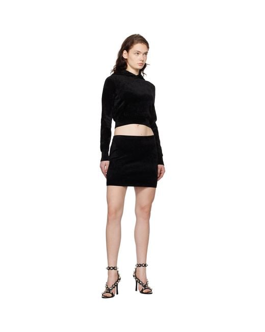 T By Alexander Wang Black Cropped Zip-up Hoodie