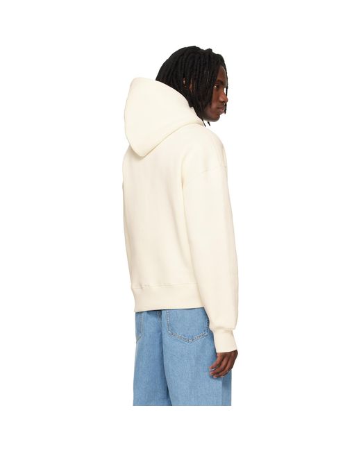 AMI Blue Off- Cotton Embossed Ami De Coeur Hoodie for men