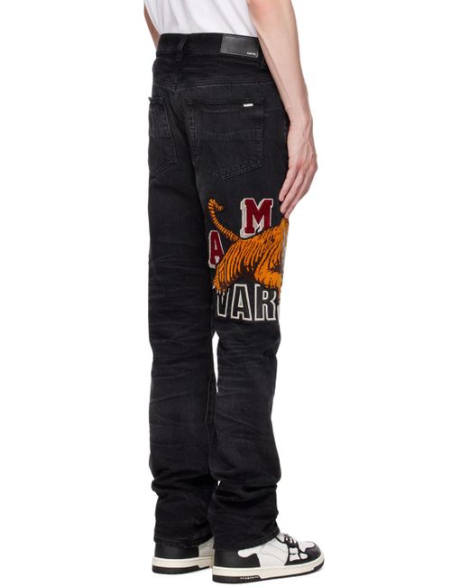 Amiri Varsity Tiger Straight-Leg Jeans in Black for Men | Lyst
