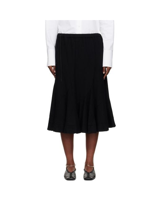 Yohji Yamamoto Black Eringi Midi Skirt