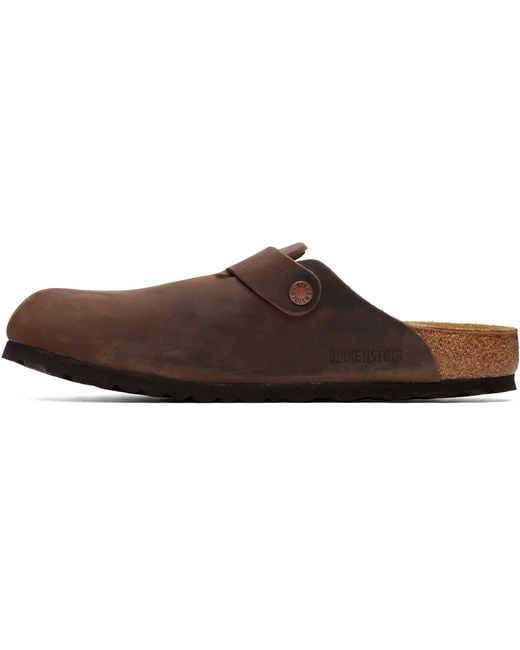 Birkenstock Brown Regular Boston Oiled Leather Slip-On Loafers for men