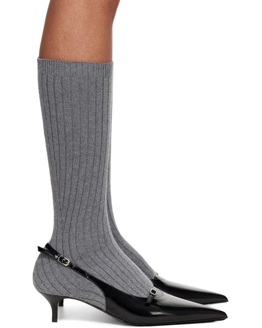 Magda Butrym Ribbed Sock Boot Heels in Gray Lyst
