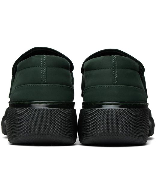 Burberry Black Green Nubuck Creeper Clamp Loafers