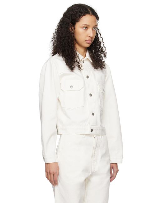 HOMMEGIRLS White Spread Collar Denim Jacket