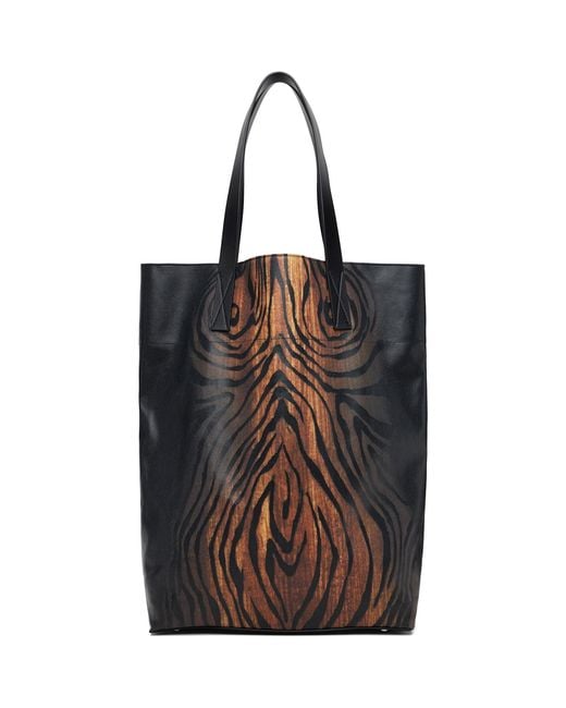 Jean Paul Gaultier Black Coated Canvas Printed Wood Tote
