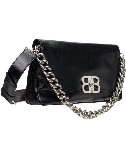 Balenciaga Medium Bb Soft Flap Bag in Black | Lyst