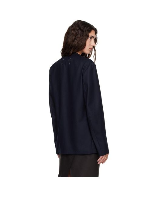 Maison Margiela Blue Minimal Virgin Wool Blazer