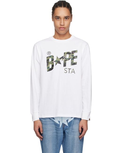 A Bathing Ape Black 1St Camo Sta' Ls T-Shirt for men