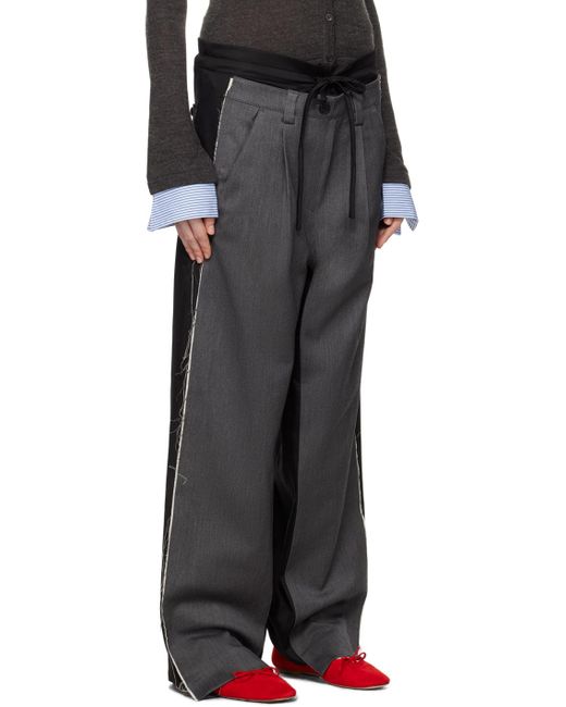 OPEN YY Black Front Stripe Layered Trousers