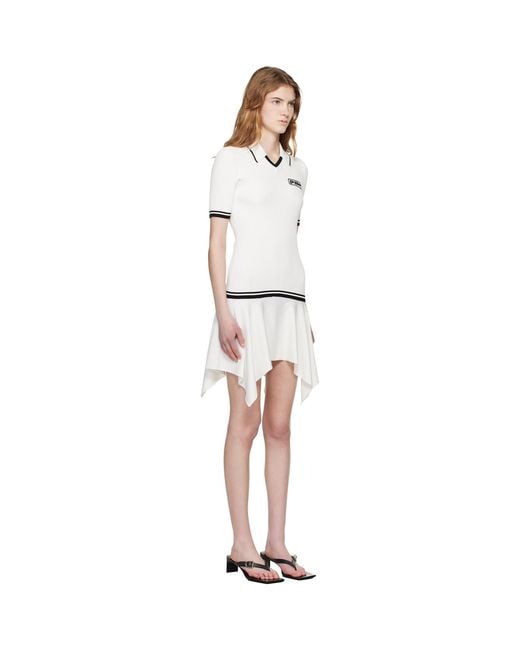 Off-White c/o Virgil Abloh Black Rib Viscose Knit Polo Minidress