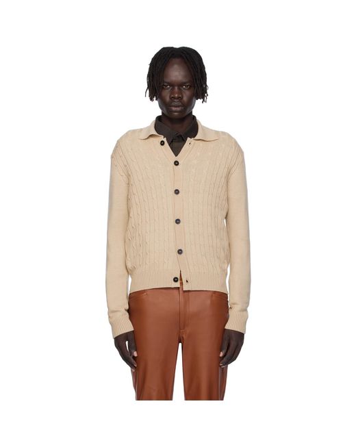 Ernest W. Baker Natural Cable-Knit Polo Cardigan for men