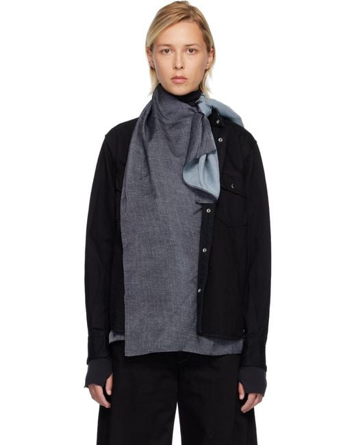 Sacai Black Satin & Denim Shirt