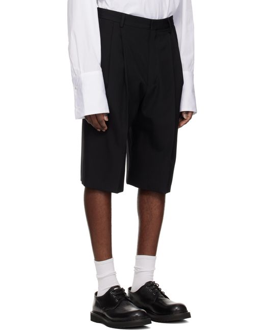 メンズ Dries Van Noten ブラック ウール テーラードショートパンツ Black
