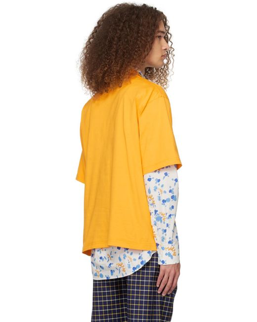 Marni Orange Dripping Flower T-shirt for men