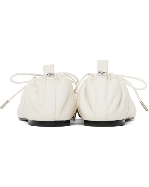 Ganni Lace-Up Ballet Flats in White | Lyst