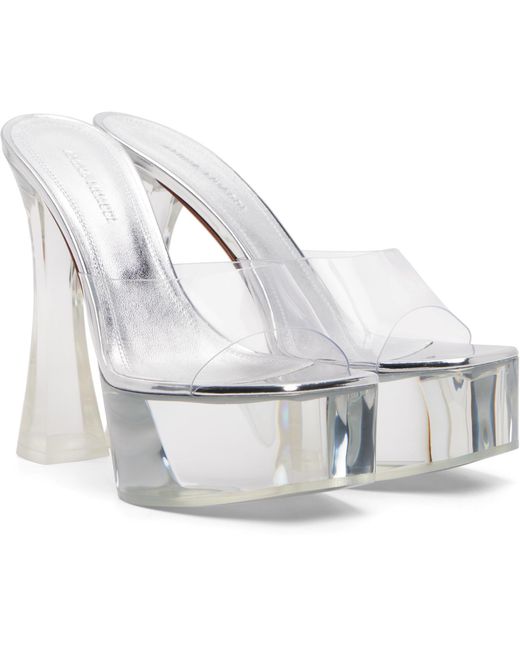 AMINA MUADDI White Dalida Glass Plateau Heeled Sandals