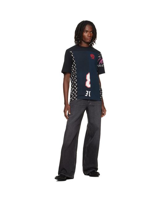 MARINE SERRE Blue Regenerated Graphic Jersey Crewneck T-Shirt for men