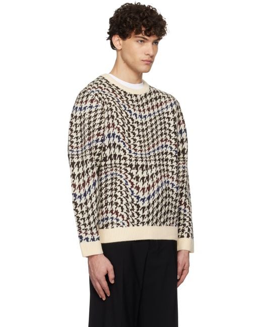 Dime Black Off- Houndstooth Knit Sweater for men