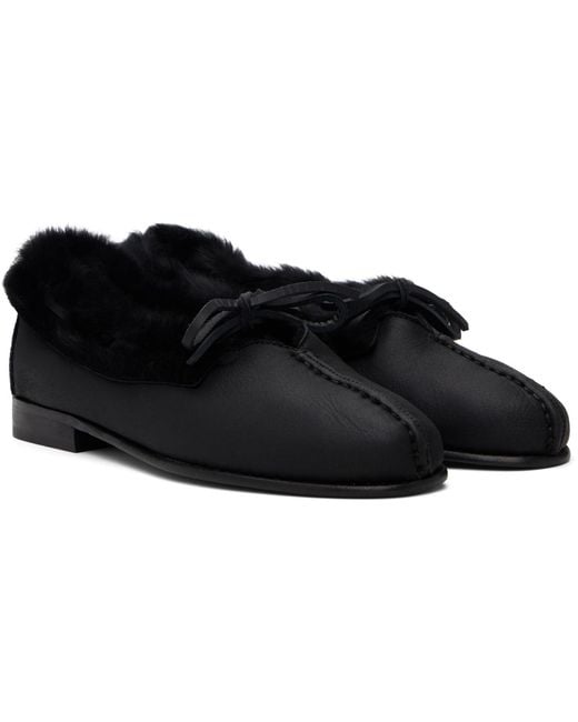 Hereu Black Tilla Shearling Loafers