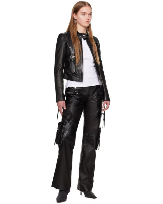 Blumarine Guêpière レザー バイカージャケット Black