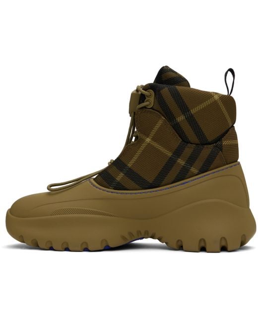 Burberry Black Khaki Check Scoot Trek Boots for men