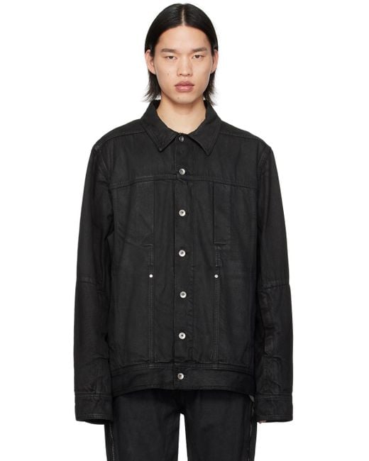 Rick Owens Lido Worker Denim Jacket in Black for Men | Lyst