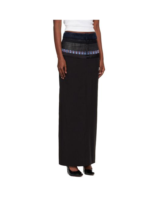 Edward Cuming Black Stacked Tailored Midi Skirt