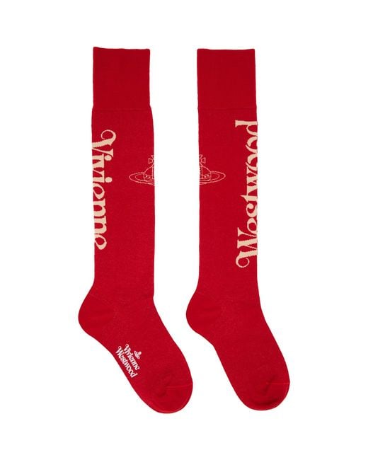 Vivienne Westwood Red Half Logo High Socks