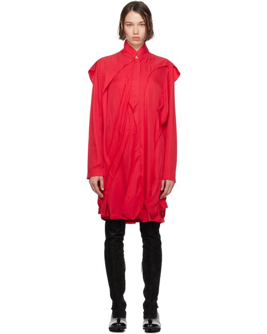 Kiko Kostadinov Red Potnia Shirt Midi Dress