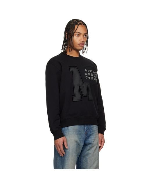 MM6 by Maison Margiela Black Printed-Logo Sweatshirt for men