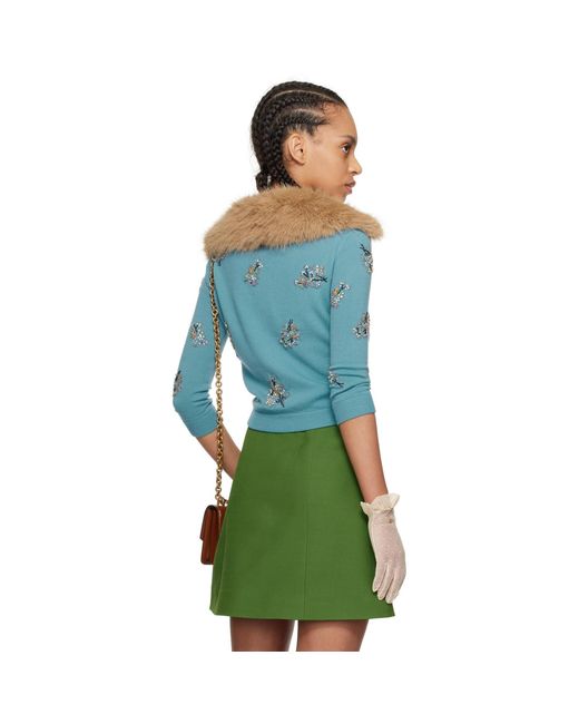 Valentino Green Embroidered Cardigan