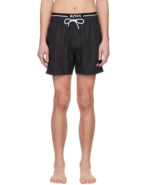 Boss Black Printed Swim Shorts for men