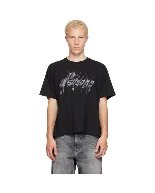 we11done Black Glitter Logo T-Shirt for men