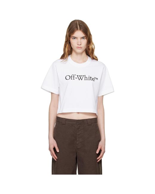 Off-White c/o Virgil Abloh White Big Logo Bookish Crop T-Shirt