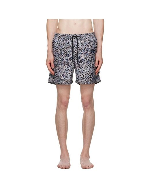 Dries Van Noten Blue Printed Swim Shorts for men