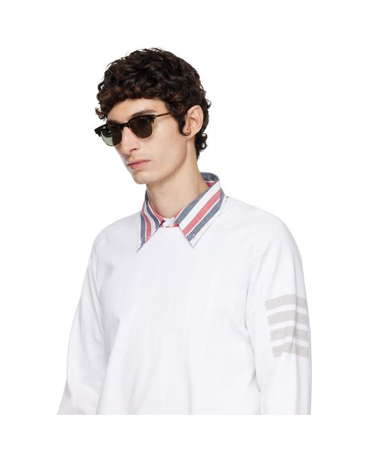Thom Browne Brown Acetate & Titanium Oval Sunglasses for men