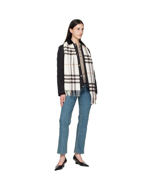 Burberry Multicolor Off- Check Cashmere Scarf