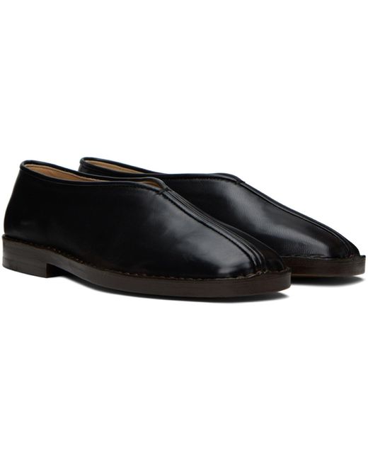 Lemaire Black Flat Piped Slippers