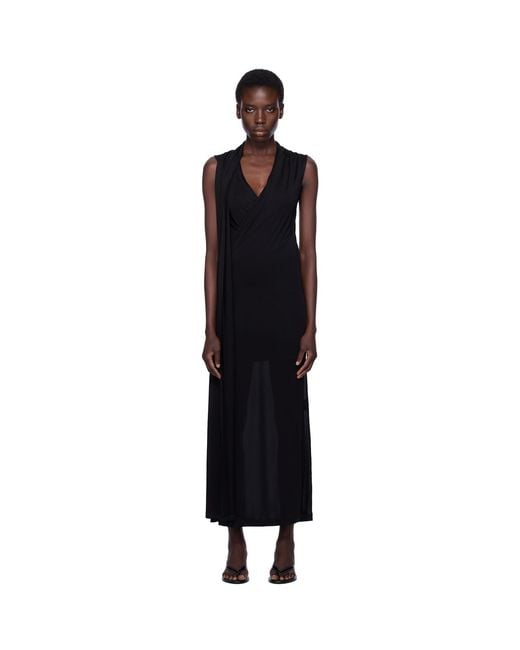 Totême Black Overlapped Scarf Maxi Dress