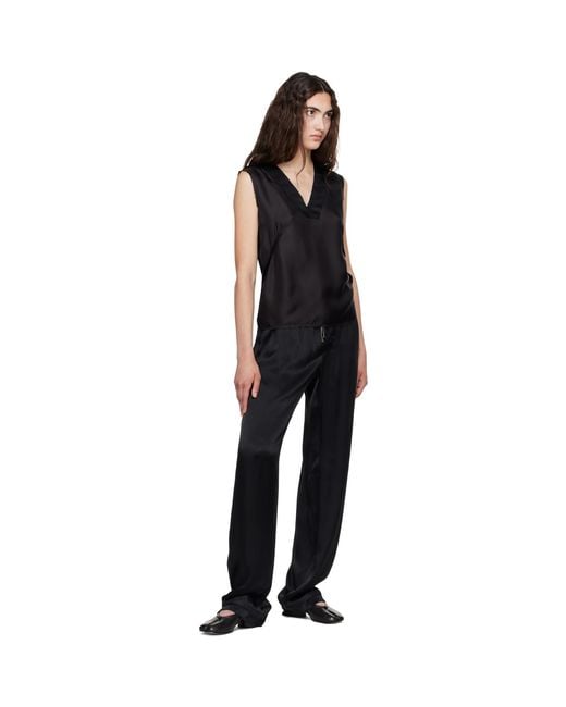 Maison Margiela Black Silk V-Neck Top