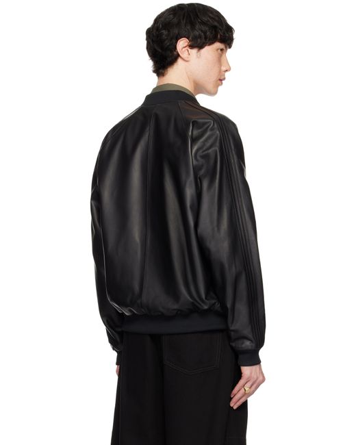メンズ International Gallery BEAMS ブラック レザー トラックジャケット Black