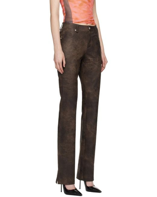 M I S B H V Black Cracked Faux-leather Trousers