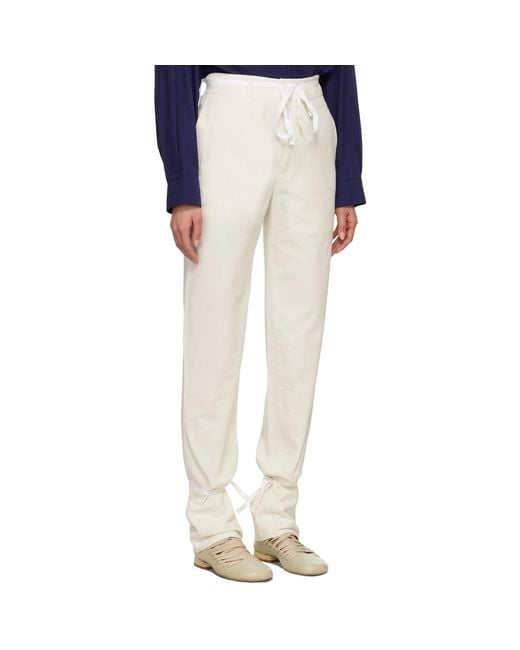Lemaire White Straight Trousers