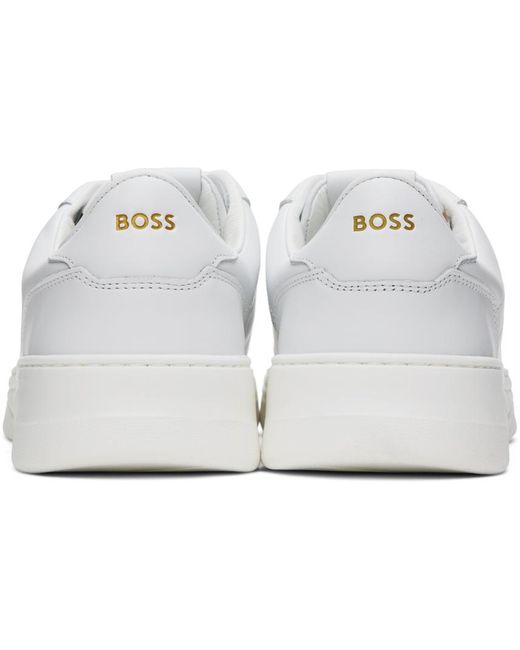 Boss Black White Leather Sneakers for men