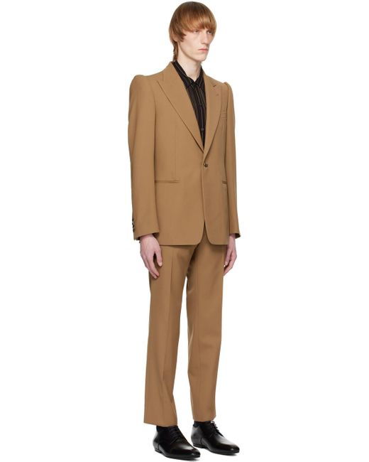 Dries Van Noten Black Brown Peaked Lapel Suit for men
